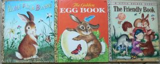 3 Vintage Little Golden Books Golden Egg Book,  Home For A Bunny,  Friendly Book
