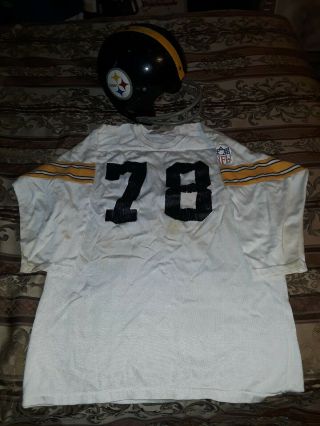 Vintage Pittsburgh Steelers Rawlings Football Jersey & Rawlings Football Helmet