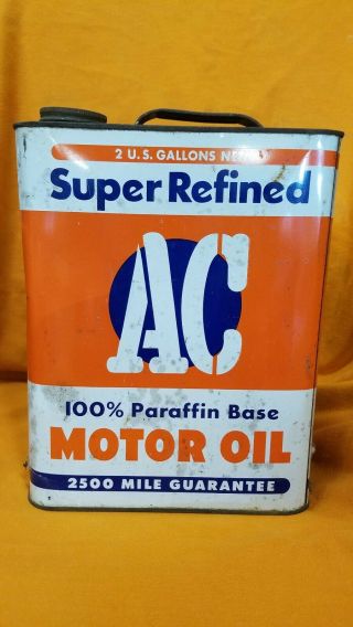 Vintage Refined Ac 100 Paraffin Base Motor Oil 2 Gallon Can