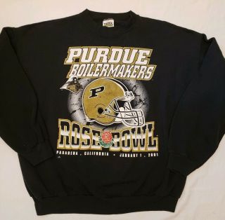 Vintage 2001 Purdue Boilermakers Rose Bowl Crewneck Sweatshirt Ncaa Football Xl