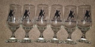 Vintage Schlitz Malt Liquor Bull Stemmed Beer Glasses Set Of 6 Retro