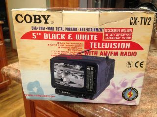 Vintage Coby Cx - Tv2 5 " Black And White Portable Television With Am/fm Radio Tv