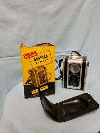 Vintage Kodak Duaflex Camera With Protective Cover,  Film,  And Box