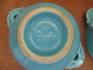 Fiesta Turquoise Footed Cream Soup Bowl Vintage Fiestaware 8