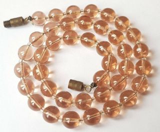 Vintage Art Deco Pink Rock Crystal Quartz Necklace