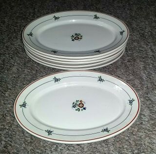 Set Of 6 Vtg Syracuse China Restaurant Ware Oval Serving Plates 10.  5 " X 7.  25 " D