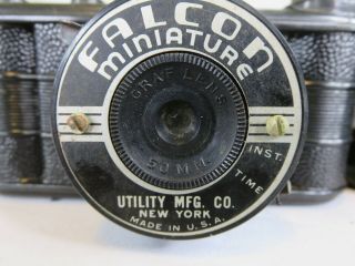 Vintage 1940s,  WWII era,  Falcon Miniature Camera Utility Mfg Co.  w Partial Case 4