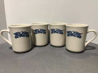 Set Of 4 Vtg Syracuse China Blue Eagle Restaurant Ware Coffee Pottery Cups Mugs