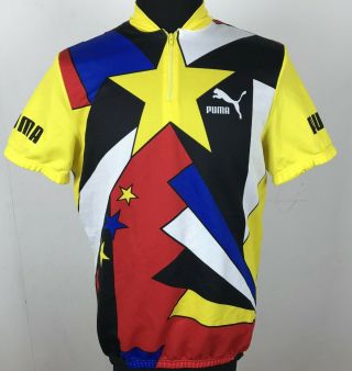 Puma Cycling Jersey 90s Vintage Bike Shirt Mens Size L Maglia Retro Short Sleeve