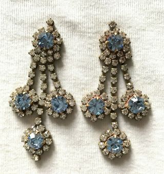 Vintage Jewelry Rhinestone Puzett Earrings Husar.  D F - 285