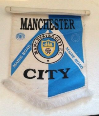 Manchester City Fc Vintage 1980s Maine Road Pennant