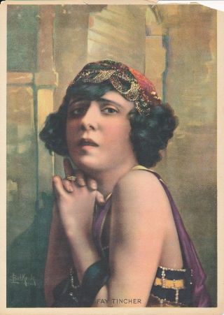 Fay Tincher Silent Vamp Vintage 1917 Color Tinted Dbw Portrait Photo