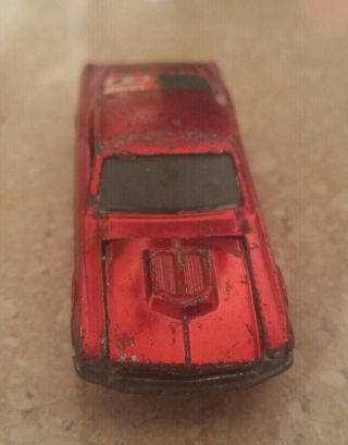 Hot Wheels Vintage Redline Custom Mustang red USA with broken hood pin with wear 3