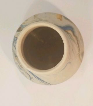 Vintage NEMADJI Indian River Art Pottery Vase Blue Orange Brown - 4 1/2 