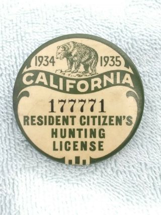 Vintage 1934 1935 California Resident Citizen 