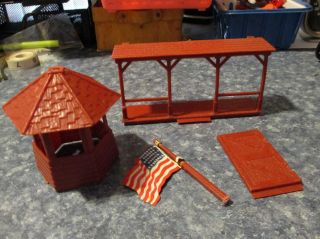 Marx Fort Apache Playset Vintage Tin Litho Cavalry Supply Building Parts