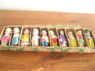 Vintage Mini Porcelain Figurines " Native Costumes Of Foreign Dolls " Set Of 10