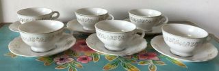 Vintage White & Gold Tone China 6 Tea Cups Made In Japan