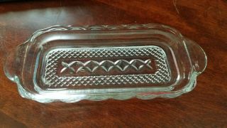 Vintage Anchor Hocking " Wexford " Clear Pressed Glass Covered Butter Dish Bottom