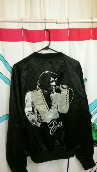 Vintage Elvis Presley Diamond Dust Mens Satin Jacket Xl