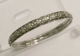 Vintage 800 Silver Bangle Bracelets Raised Fleur De Lis Design