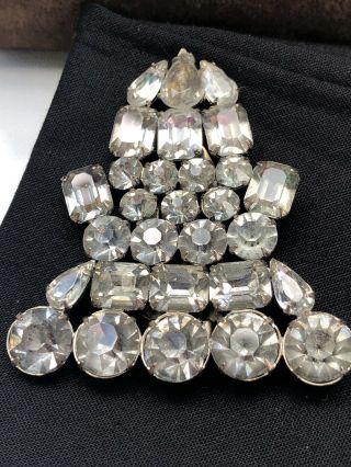 Vintage Jewelry Gorgeous Crystal Clear Large Rhinestone Fur Dress Scarf Clip