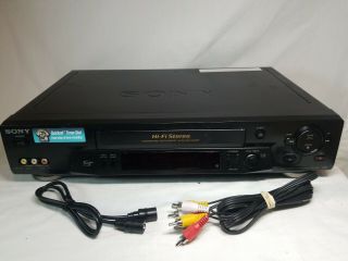 Sony Slv - N71 Vcr 4 - Head Video Cassette Recorder Vhs Player Hifi Cables