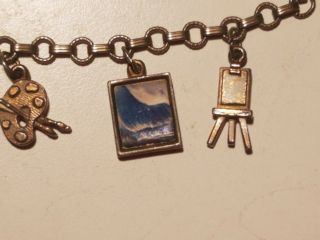 Vintage Childs Charm Bracelet Artist,  Picture,  Easel,  When I Grow Up 5