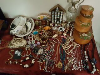 Vintage Hand Painted Boxes,  Joblot Jewellery,  Silver Plated Items,  Plus Other.