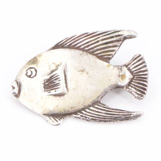 Vtg Sterling Silver - Mexico Solid Tropical Fish Brooch Pin - 11g