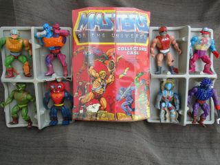Vintage 1980s He - Man Motu Case & 8 Figures Man - At - Arms,  Two Bad,  Roboto,  Zodac