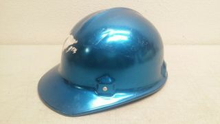 Vintage Jackson Hard Hat Metal Aluminum Blue Mining Helmet Dented