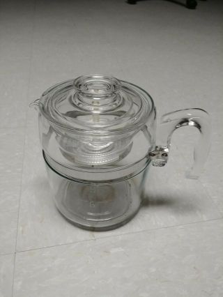 Vintage Pyrex Flameware Glass Stove Top Percolator Coffee Pot