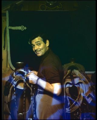 Clark Gable Vintage 5x4 Inch Color Photo Transparency Slide In Stable