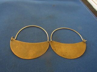 Vintage Sterling Silver Artist Made Brass Unusual Pierced Wire Earrings