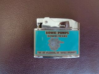 Vintage Advertising Lighter Flat Pocket Bowie Pumps Hydro Mulcher Texas