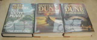 3 Frank Herbert 1st Ed 1st White Plague Heretics Of Dune Chapterhouse Dune Hcdj