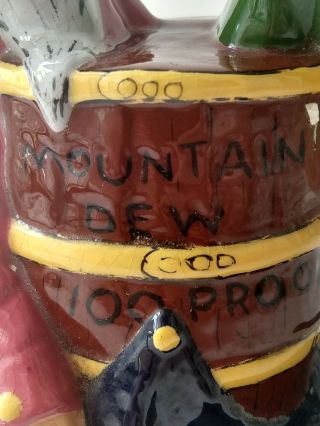 Mountain Dew Hillbilly Barrel Hand Painted Ceramic Vintage 100 Proof Advertising 5