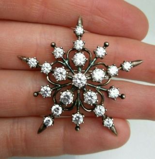 Vintage Qvc Sterling Silver Dq Cz Cubic Zirconia Snowflake Winter Brooch Pin