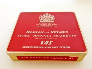 Vintage Benson & Hedges Tobacco Cigarette Tin Sas Scandanavian Airlines System