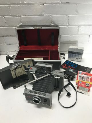 Vintage Polaroid 440 Instant Folding Land Camera W/ Accessories & Case