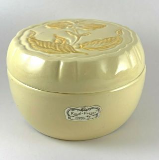 Vintage Royal Haeger Floral Trinket Box Dresser Jar Buttery Yellow 936