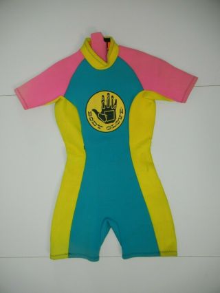 Vtg 90s Body Glove Bright Neon Pink Neoprene Shorty Wet Suit Surf Sz Women 