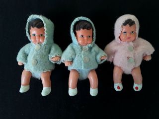 3 Vintage Shackman Baby Doll Triplets 2 Boys 1 Girl 1970 