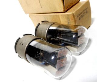 Matched Codes 1950s ' PAIR NOS RCA USA 6J5GT Tubes Black Plate Triode Audio Note 2
