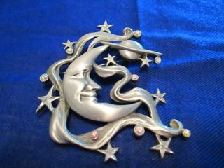 Vintage Man In The Moon Galaxy Pin Signed J.  J.