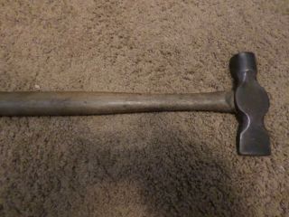 Vintage Blacksmith Tool 2 Lb Sledge Hammer & Flat Peen Hickory Wood Handle