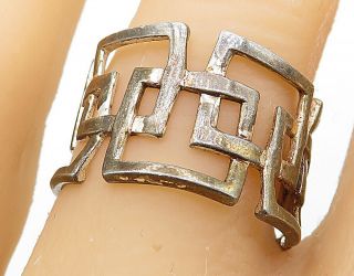 925 Sterling Silver - Vintage Interlocking Open Squares Band Ring Sz 9 - R8090