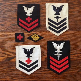 Vintage Us Military Medical Patches Caduceus Eagle Red Cross