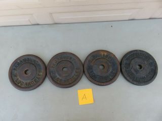 4x Vintage Paramount Los Angeles Hollywood 10 Lb Cast Iron Weight Plates Weights